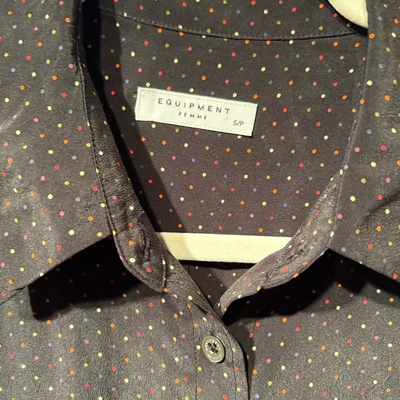 Equipment Polka Dot Lucinda Long Sleeve Silk Shirt Dress - Picture 1 of 5